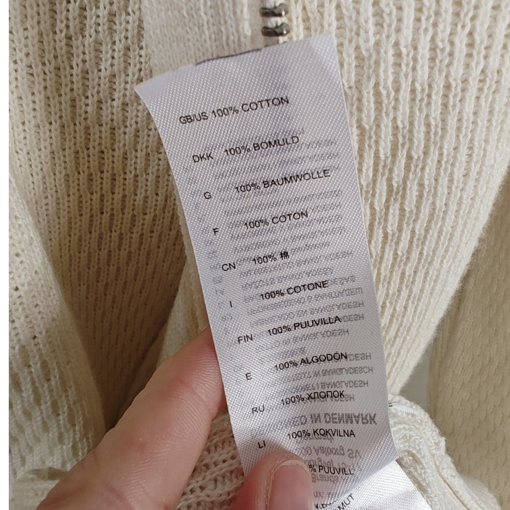 Lindbergh White Textured Knit Full Zip Baseball Bomber Sweater Cardigan Cream L - Picture 9 of 10